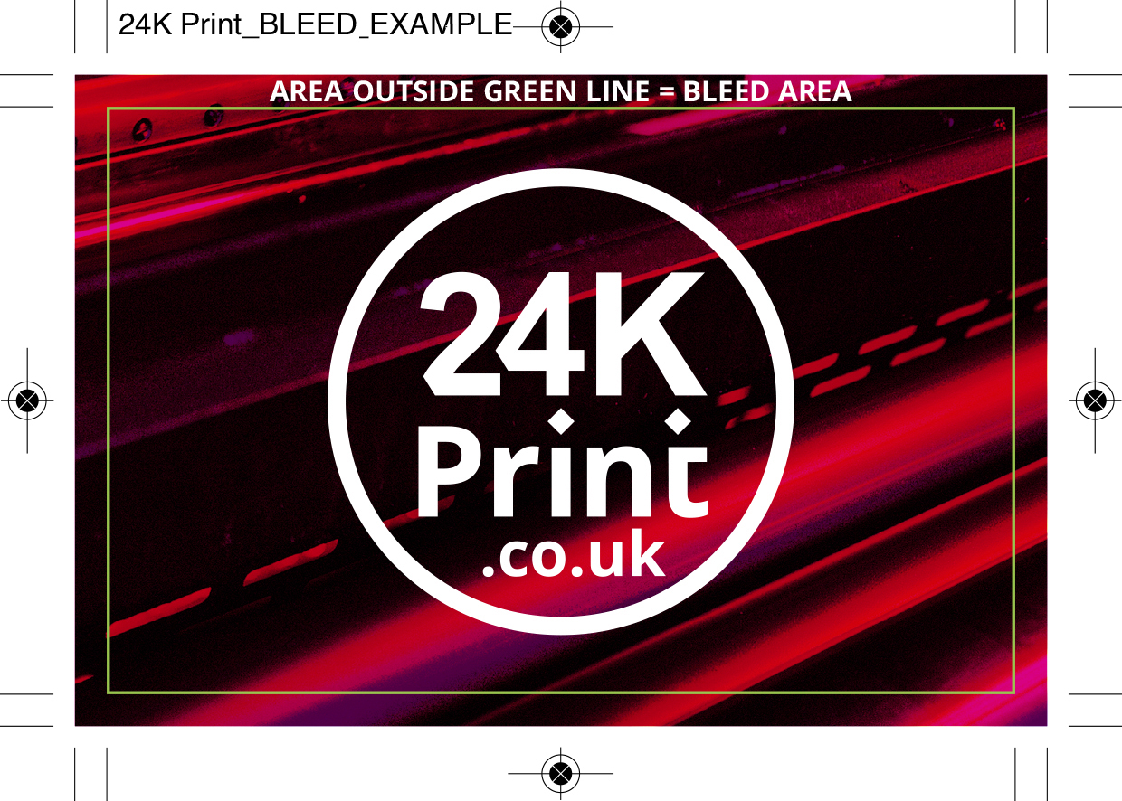 24K Print Business Card Example showing Bleed area
